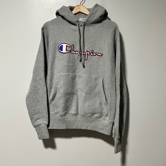 Champion Reverse Weave Gray Hoodie Small Embroidered Script Logo - Picture 2 of 12